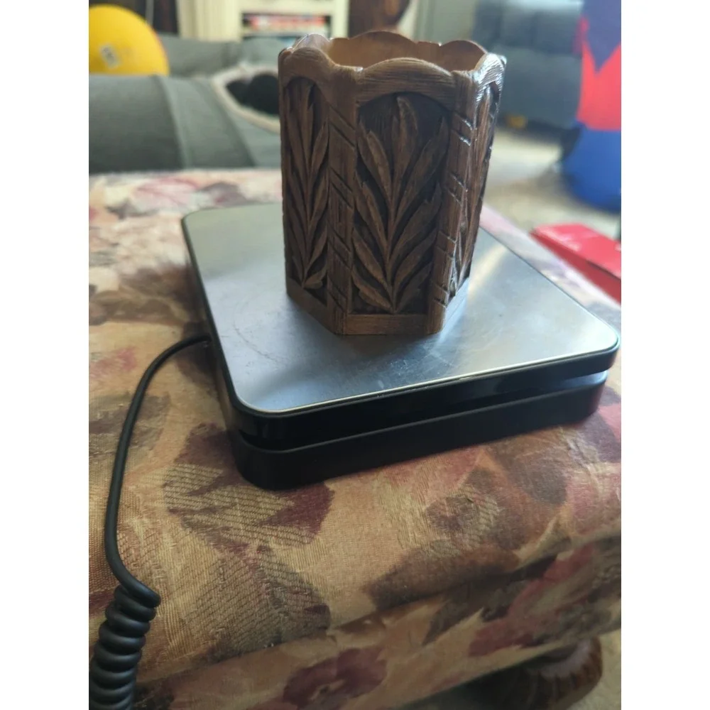 Vintage Melwood Pencil Caddy / Holder   Wood Look MCM Desk Accessories